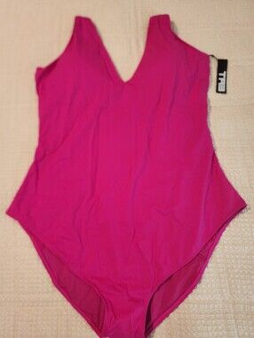TA3 Pink Plungey Swimsuit Vneck Corset Back Shaping Swimsuit 4X RegLong NWT $178